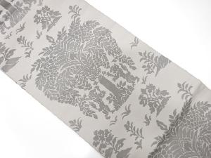 向かい動物に花更紗模様織り出し　袋帯